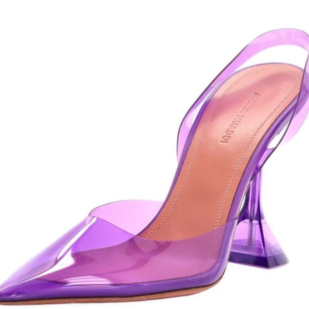 Amina Muaddi Holli Slingback Pumps – Purple PVC – Size 8
